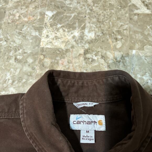 Carhartt Shirt Mens Medium Brown Oakman Twill Long Sleeve Button S09 Vintage - Picture 5 of 14